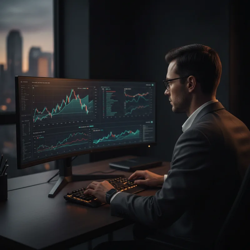 AI-driven market signals dashboard with live trend chart and confidence levels